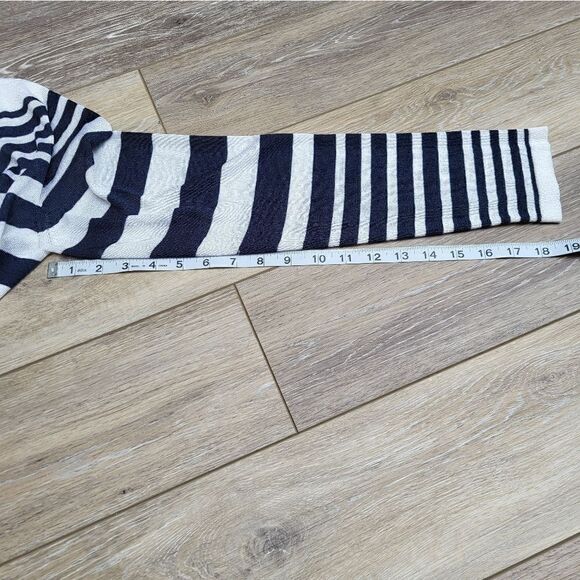 Luisa Spagnoli open cardigan Cascade asymmetrical, navy & white striped - Picture 3 of 8